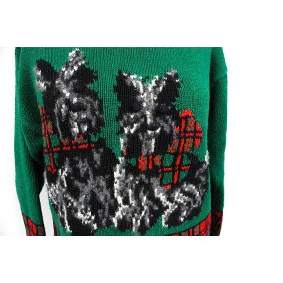 VTG Talbots Woman Hand Knit Intarsia Sweater Scottie Dogs PM Scottish Terrier - Picture 3 of 3